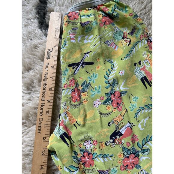 Loco Lindo Women Crop Pants Boho Rayon Elastic Waist green Hawaii Beach Sz S - Picture 8 of 14